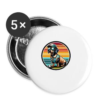 Funny Golf Dog Dachshund Golfer Golfing - Buttons large 2.2''/56 mm (5-pack) - white - Front