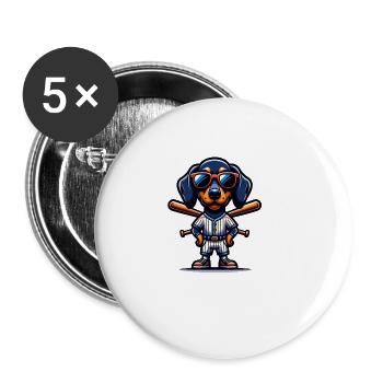 Teckel Teckel Chien Joueur De Baseball Sport - Lot de 5 grands badges (56 mm) - blanc - Devant