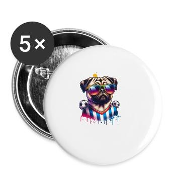 Carlin Chien Joueur De Football Champion De Balle Fan - Lot de 5 grands badges (56 mm) - blanc - Devant
