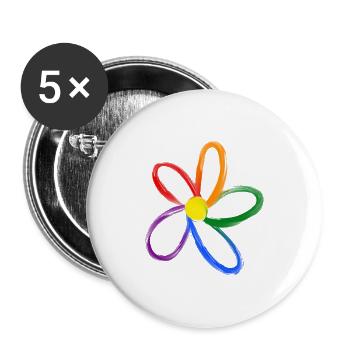 Blume - Buttons groß 56 mm (5er Pack) - Weiß - Vorne