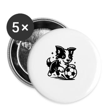 Border Collie Hund Fußball Spieler Champion Fan - Buttons groß 56 mm (5er Pack) - Weiß - Vorne