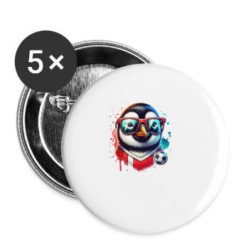 Penguin Bird Soccer Player Ball Master Fan - Buttons large 2.2''/56 mm (5-pack) - white - Front