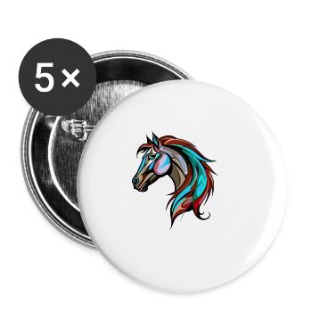 Horse Portrait Colorful - Buttons large 2.2''/56 mm (5-pack) - white - Front