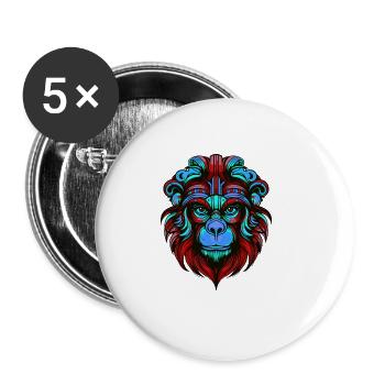 Monkey Portrait Colorful - Buttons large 2.2''/56 mm (5-pack) - white - Front