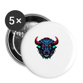 Bull Portrait Colorful Taurus - Buttons large 2.2''/56 mm (5-pack) - white - Front