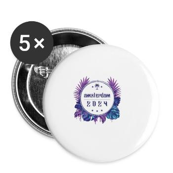 Amsterdam 2024 - Buttons groß 56 mm (5er Pack) - Weiß - Vorne