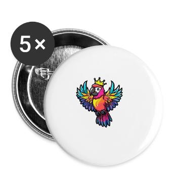Couronne de bande dessinée Papagai - Lot de 5 grands badges (56 mm) - blanc - Devant