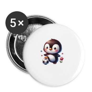 Penguin Bird Soccer Player Ball Champion Fan - Buttons large 2.2''/56 mm (5-pack) - white - Front
