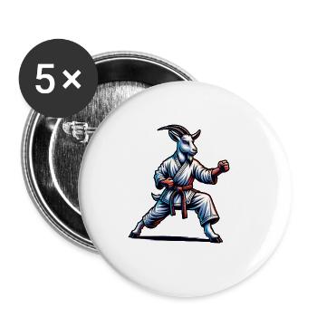 Karate-Ziege in Action – Dynamischer Kampfgeist - Buttons groß 56 mm (5er Pack) - Weiß - Vorne