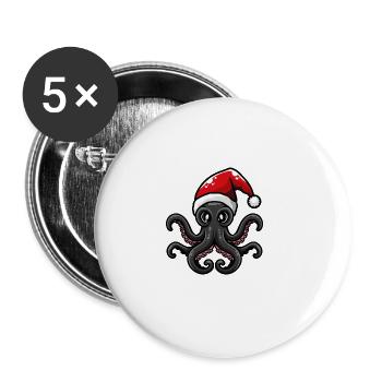 Oktopus Weihnachten - Buttons groß 56 mm (5er Pack) - Weiß - Vorne