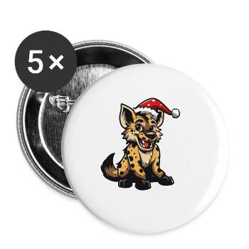 Noël de la hyène - Lot de 5 grands badges (56 mm) - blanc - Devant
