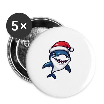 Requin Noël Noël - Lot de 5 grands badges (56 mm) - blanc - Devant