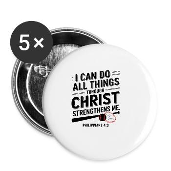 Baseball and Faith: Everything Is Possible Through - Buttons large 2.2''/56 mm (5-pack) - white - Front