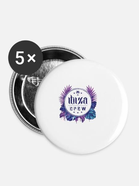Ibiza Crew Bunt - Buttons groß 56 mm (5er Pack) - Weiß