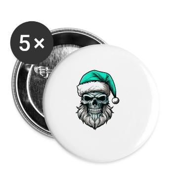 Santa Claus Skull - Buttons large 2.2''/56 mm (5-pack) - white - Front