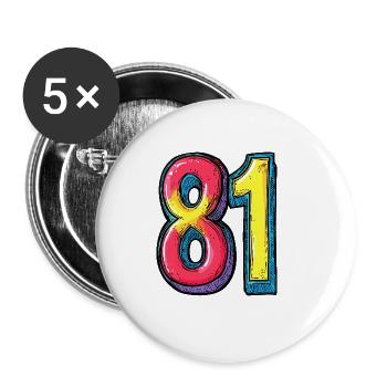 81 Number Symbol - Buttons large 2.2''/56 mm (5-pack) - white - Front