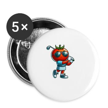 Lustige Golf-tomate Cool Swing Vibes Mit - Buttons groß 56 mm (5er Pack) - Weiß - Vorne