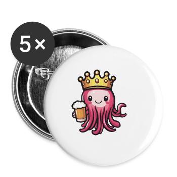 Méduse bière drôle - Lot de 5 grands badges (56 mm) - blanc - Devant