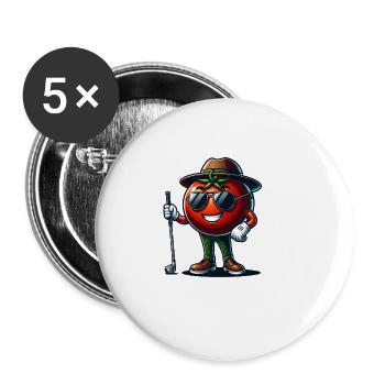 Funny golf tomato with sunglasses and - Buttons large 2.2''/56 mm (5-pack) - white - Front