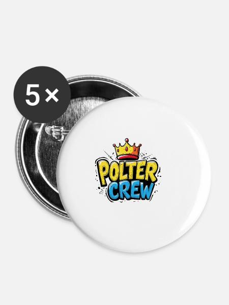Polter Crew - Buttons groß 56 mm (5er Pack) - Weiß