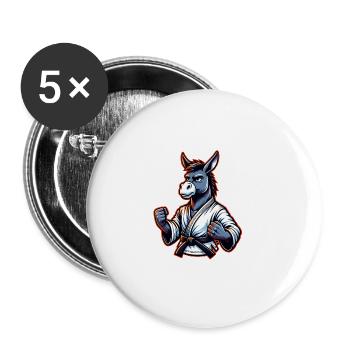 Drôle d’âne de karaté pour les fans d’arts martiaux - Lot de 5 grands badges (56 mm) - blanc - Devant