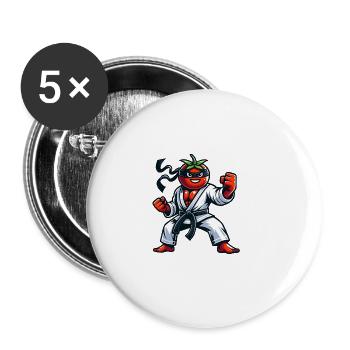 Funny Karate Tomato With Fun For Everyone - Buttons large 2.2''/56 mm (5-pack) - white - Front