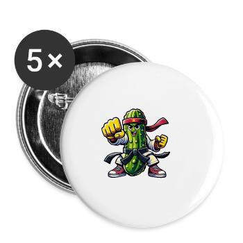 Lustige Karate Gurke Humor Martial Arts - Buttons groß 56 mm (5er Pack) - Weiß - Vorne