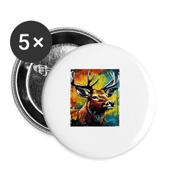 Hirsch Porträt - Buttons groß 56 mm (5er Pack) - Weiß - Vorne