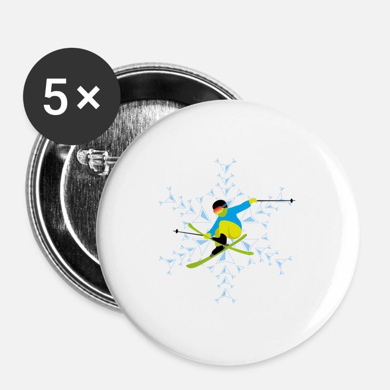 ski freestyle bright - Buttons large 2.2''/56 mm (5-pack) - white