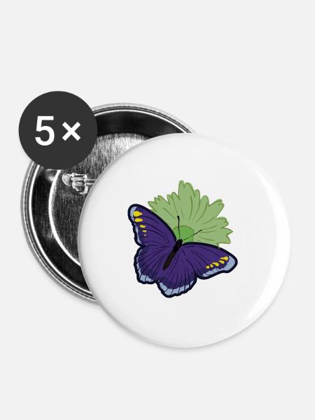 Schmetterling Falter - Buttons groß 56 mm (5er Pack) - Weiß