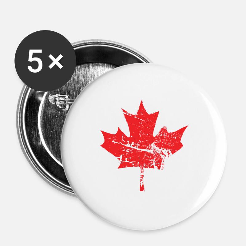 Canadian Maple Leaf - Buttons large 2.2''/56 mm (5-pack) - white