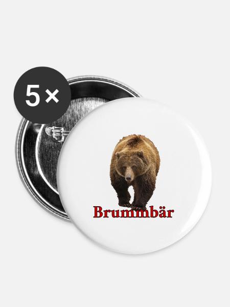 Brummbär - Buttons groß 56 mm (5er Pack) - Weiß