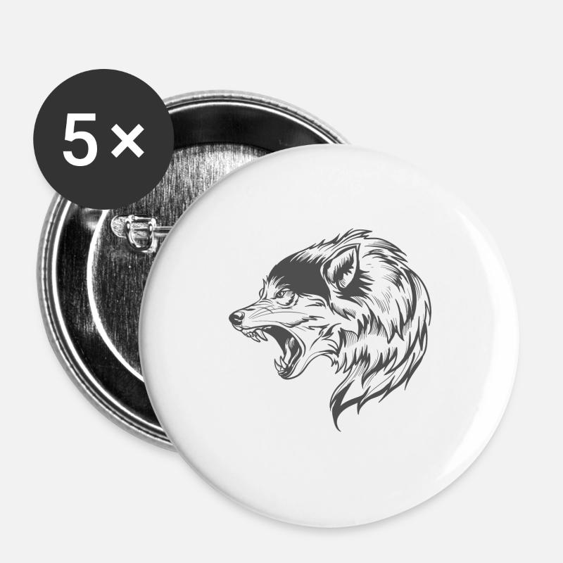 wolf - Buttons large 2.2''/56 mm (5-pack) - white