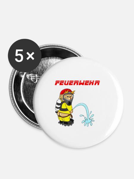 Jugend Feuerwehr - Buttons groß 56 mm (5er Pack) - Weiß