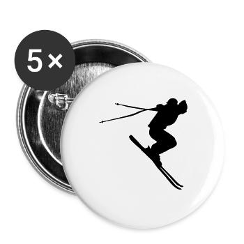 skiing, skier - Buttons large 2.2''/56 mm (5-pack) - white - Front