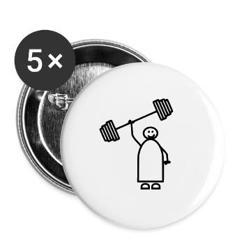 Starker Mann, starke Frau, starker Junge, starkes Mädchen - Buttons groß 56 mm (5er Pack) - Weiß - Vorne