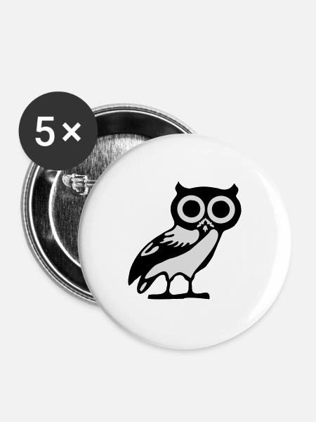 Eule - Buttons groß 56 mm (5er Pack) - Weiß