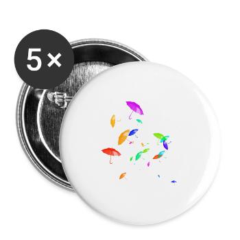 Regenschirme - Buttons groß 56 mm (5er Pack) - Weiß - Vorne