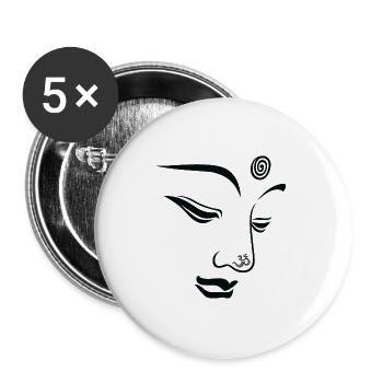 buddha bouddha Om - Lot de 5 grands badges (56 mm) - blanc - Devant
