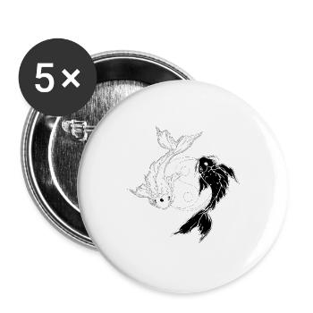Ying Yang Inverted - Buttons large 2.2''/56 mm (5-pack) - white - Front