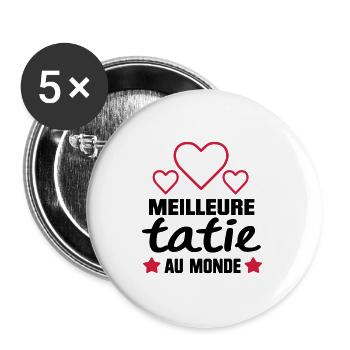 MEILLEURE tatie,citation,cadeau pour tata - Lot de 5 grands badges (56 mm) - blanc - Devant
