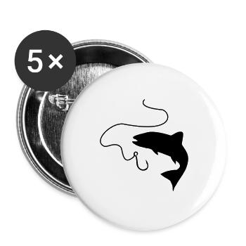 Fishing, fish and hook - Buttons large 2.2''/56 mm (5-pack) - white - Front