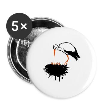 Storch und sein Nest mit Nachwuchs Graffiti - Buttons groß 56 mm (5er Pack) - Weiß - Vorne