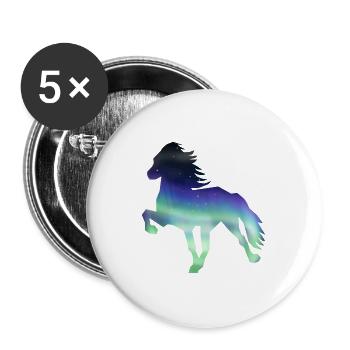 Islandpferd Aurora borealis1 - Buttons groß 56 mm (5er Pack) - Weiß - Vorne