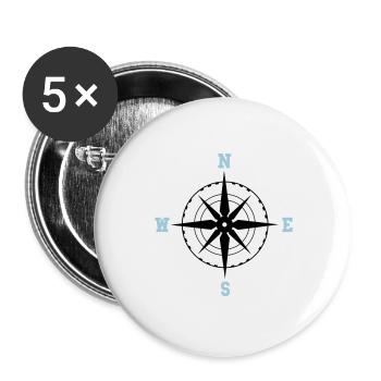 boussole 02 - Lot de 5 grands badges (56 mm) - blanc - Devant