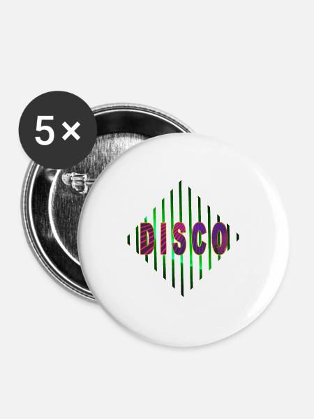 DISKO - Buttons groß 56 mm (5er Pack) - Weiß