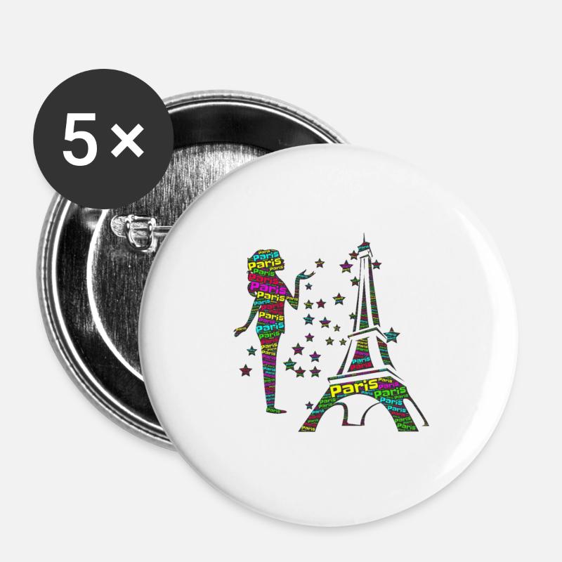 Paris in colour - Buttons large 2.2''/56 mm (5-pack) - white