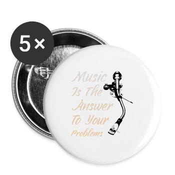 Musik ist die Antwort - Buttons groß 56 mm (5er Pack) - Weiß - Vorne