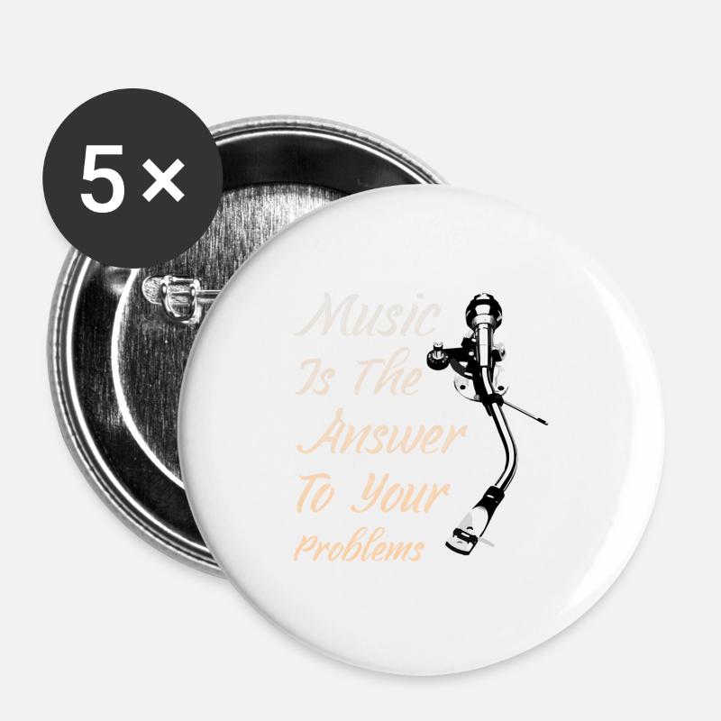 Music Is The Answer - Buttons large 2.2''/56 mm (5-pack) - white