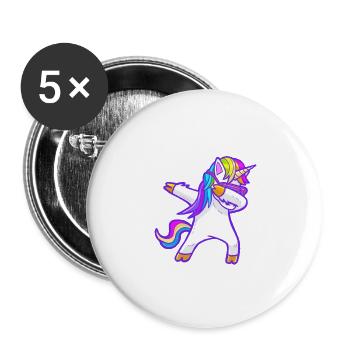 Licorne arc-en-ciel cool tamponnant - Lot de 5 grands badges (56 mm) - blanc - Devant